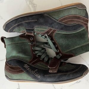 MOSCHINO Green and Brown Suede Sneakers (men)